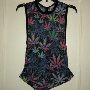 Multi-colored Weed leaf tank top
